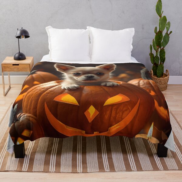 Item preview, A cute chiwawa dog sits on a glowing pumpkin designed and sold by Designfs.