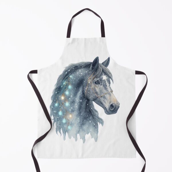 Item preview, Mystical Winter Horse with Christmas Lights – Celestial Snow Art designed and sold by PixelExpressStudio.