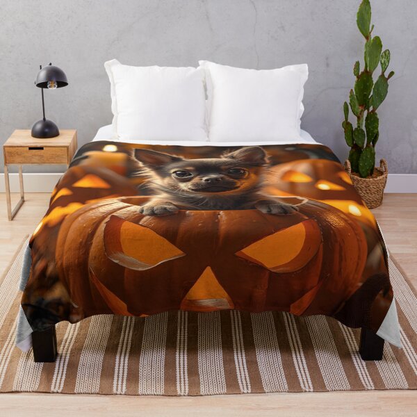 Item preview, A chiwawa dog sits on a glowing pumpkin designed and sold by Designfs.
