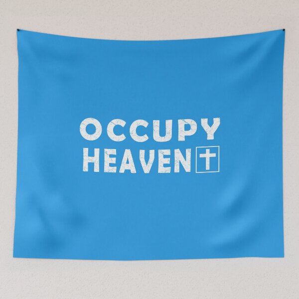 Item preview, Occupy Heaven - Minimal Christian Cross Typography | Faith-Based Text Design | White designed and sold by ZechJohnRB.