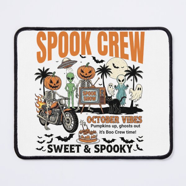 Item preview, Spook Crew Halloween T-Shirt | Retro Pumpkin Skeleton Biker Shirt | Funny Ghost Alien Spooky Season Tee | October Vibes Graphic Tee designed and sold by Saaeba.