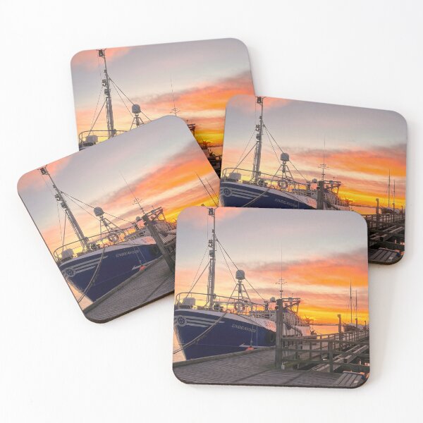 Item preview, River Blyth Sunrise over Fishing Boat and Tall Ship designed and sold by Violaman.