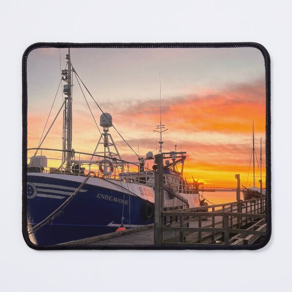 Item preview, River Blyth Sunrise over Fishing Boat and Tall Ship designed and sold by Violaman.
