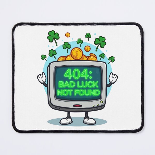Item preview, Funny Retro 404 Screen No Bad Luck designed and sold by StormArte.