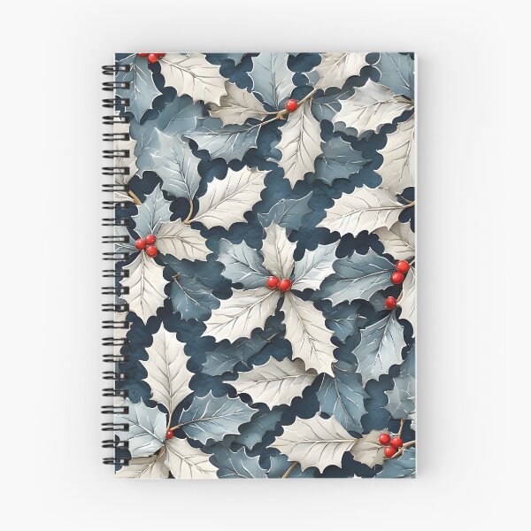 Item preview, Joyful Christmas Holly Leaves Joyeux Noel Holiday Foliage White and Blue designed and sold by LeafPrints.