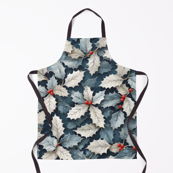 Item preview, Joyful Christmas Holly Leaves Joyeux Noel Holiday Foliage White and Blue designed and sold by LeafPrints.