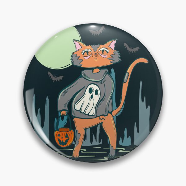 Item preview, trick or treat halloween cat - ginger cat halloween grey ghost sweater version  designed and sold by crestfallenmermaid.