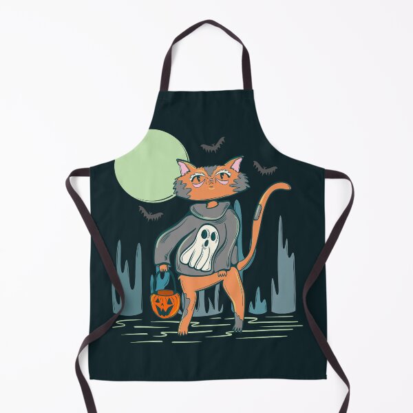 Item preview, trick or treat halloween cat - ginger cat halloween grey ghost sweater version designed and sold by crestfallenmermaid.