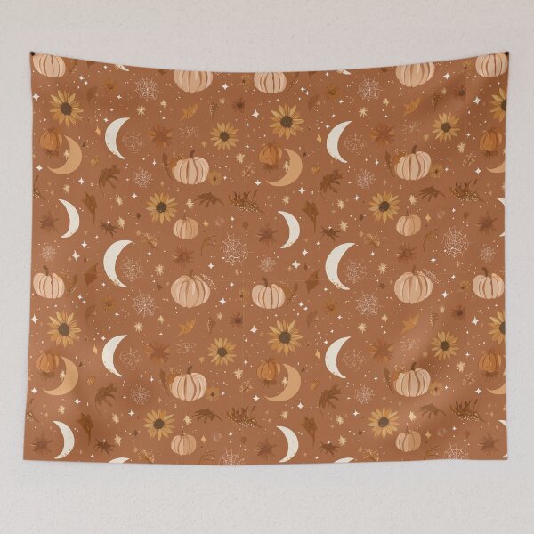 Item preview, Boho Halloween Pattern – Pumpkins, Moons & Sunflowers Autumn Aesthetic designed and sold by Moss and Moon Studio.