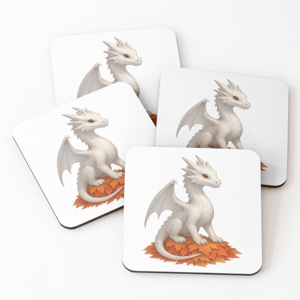 Item preview, Autumn White Dragon – Majestic Fall Fantasy Creature on Autumn Leaves designed and sold by Hatchling Hollow.
