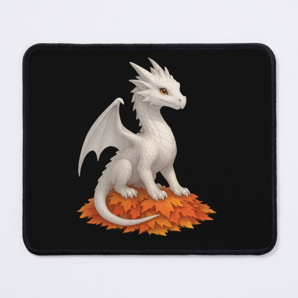 Item preview, Autumn White Dragon – Majestic Fall Fantasy Creature on Autumn Leaves designed and sold by Hatchling Hollow.