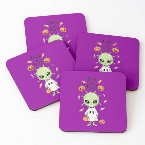 Item preview, Trick or Treat – Cute Alien Halloween Sticker | Watercolor Alien Design designed and sold by EverStitchStudio ★★★★★.