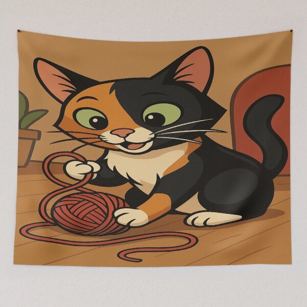 Item preview, Cute Calico Cat and Her Ball of String designed and sold by SamLH69.