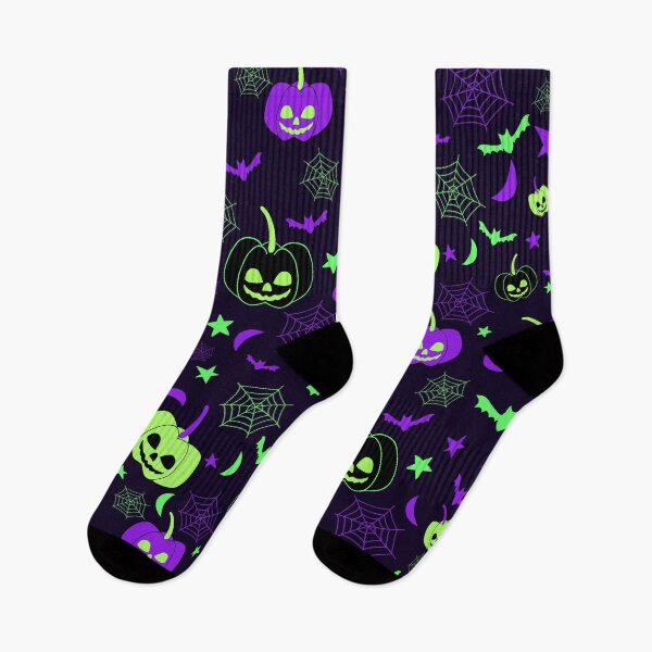 Item preview,  Neon Halloween Pumpkins Pattern – Cute Green and Purple Spooky Design designed and sold by Zineshopz.