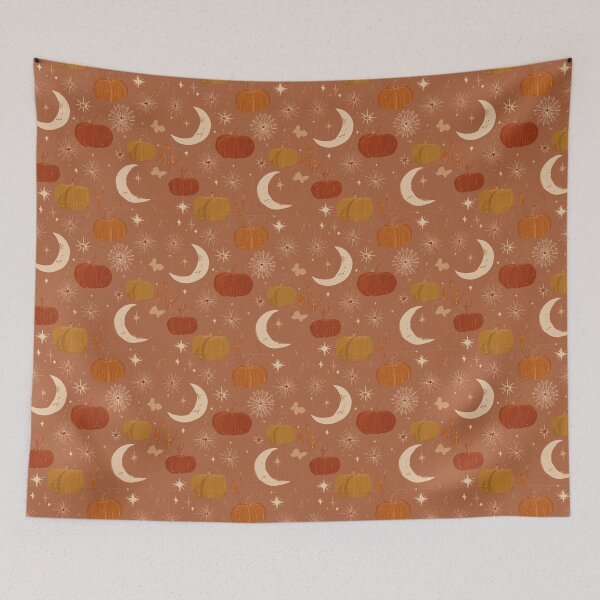 Item preview, Boho Halloween Pattern – Pumpkins, Moons & Sunflowers Autumn Aesthetic designed and sold by Moss and Moon Studio.