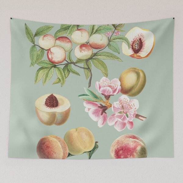 Item preview, Vintage Peach Botanical Illustration Pattern – Antique Fruit and Floral Garden Art designed and sold by GrybDesigns.