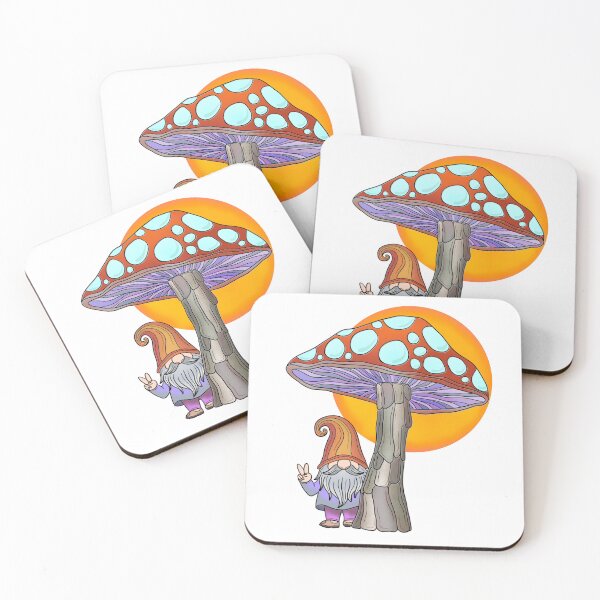 Item preview, Peace loving gnome under a mushroom with full moon designed and sold by DaveDanchuk.