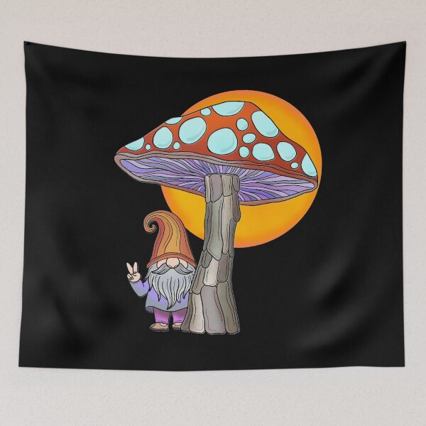 Item preview, Peace loving gnome under a mushroom with full moon designed and sold by DaveDanchuk.