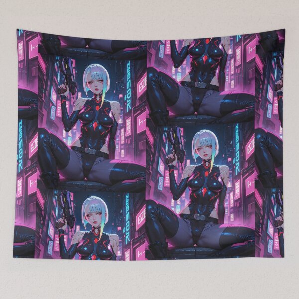 Item preview, Futuristic cyberpunk warrior wallpaper, Lucy designed and sold by Planet Utoppia.