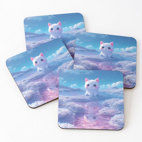 Item preview, Kawaii White Cat iPhone 17 Case – Dreamy Pastel Sky & Aesthetic Ice Reflection Design designed and sold by AIARCZ.