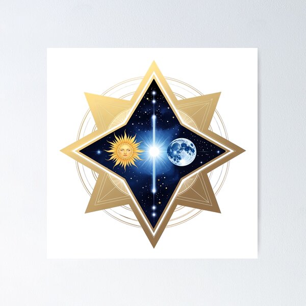 Item preview, Cosmic Balance – Sun & Moon in the Golden Star designed and sold by OrbitTrend.