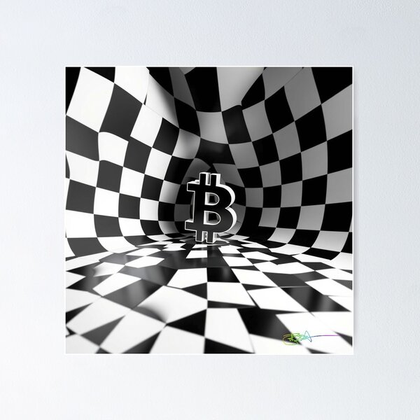 Item preview, Bitcoin Infinite Grid – Black & White Op Art Energy designed and sold by Benito Del Ray.