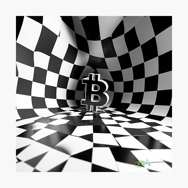Item preview, Bitcoin Infinite Grid – Black & White Op Art Energy designed and sold by Benito Del Ray.