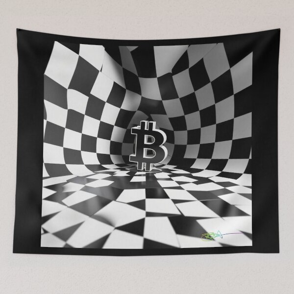 Item preview, Bitcoin Infinite Grid – Black & White Op Art Energy designed and sold by Benito Del Ray.