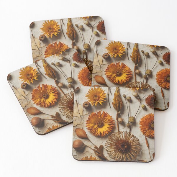 Item preview, Autumn Herbarium Collage – Dried Wildflowers and Leaves on Vintage Paper designed and sold by EmeraldeaArt.
