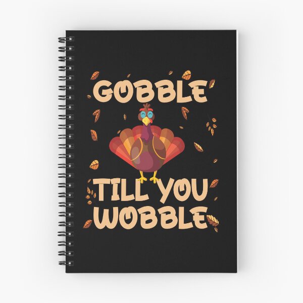Aperçu de l'œuvre Gobble Till You Wobble – Cadeau pour Thanksgiving – Motif d'automne amusant de dinde créée et vendue par PrintistryArt.