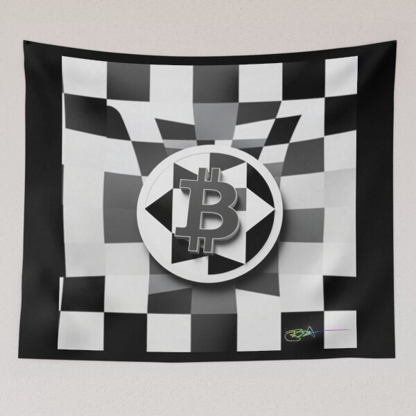 Item preview, Bitcoin Quantum Grid – Futuristic Op Art Pattern designed and sold by Benito Del Ray.