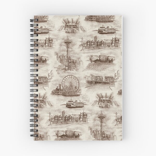 Item preview, Seattle Toile de Jouy - Space Needle/Pike Place Market in Sepia/Brown designed and sold by somecallmebeth.