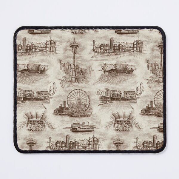 Item preview, Seattle Toile de Jouy - Space Needle/Pike Place Market in Sepia/Brown designed and sold by somecallmebeth.