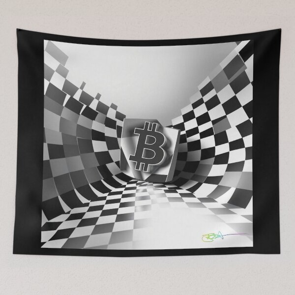Item preview, Bitcoin Light Chamber – Black & White Perspective Illusion designed and sold by Benito Del Ray.