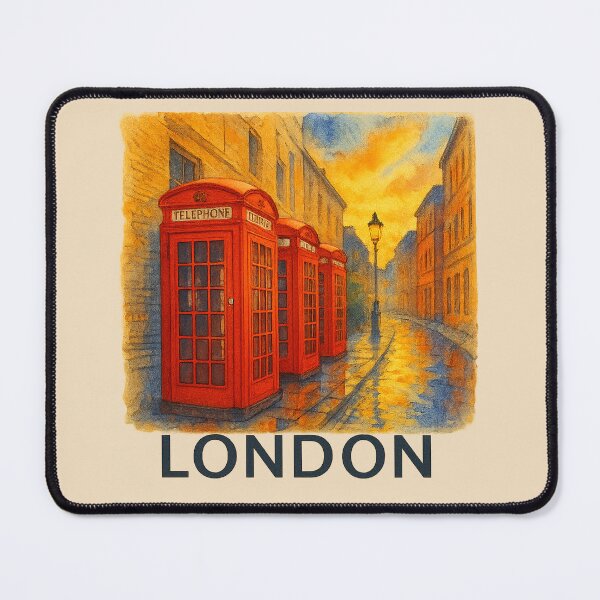 Item preview, London Red Phone Boxes Watercolor Poster designed and sold by Bratak.