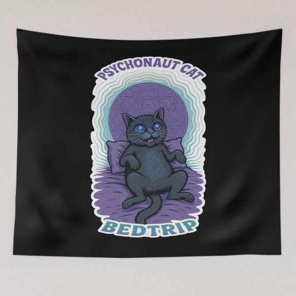 Item preview, Stoner & Psychonaut Cats – Psychonaut Cat: Bedtrip (Cat Lettering) – Psychedelic Retro Art designed and sold by JacobKAurumhead.