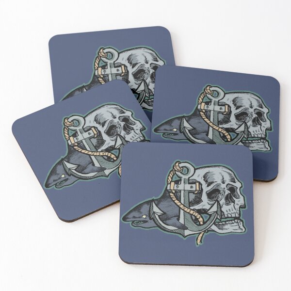 Item preview, Dark Nautical Artwork - Skull, shark and anchor designed and sold by Half Mess.