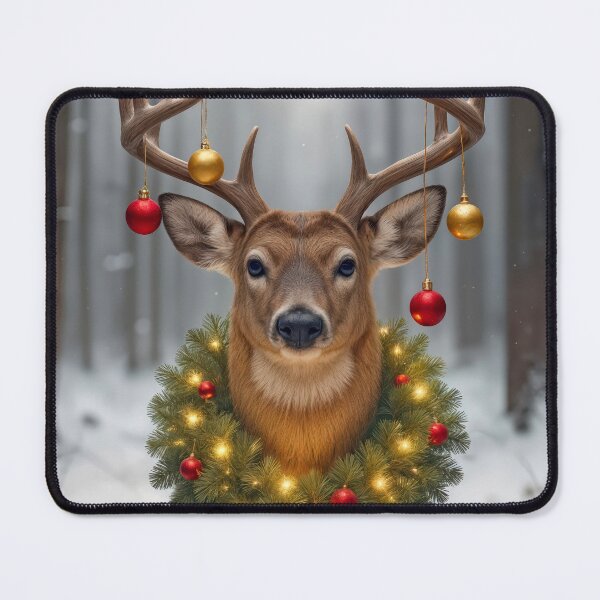 Item preview, Buck Wearing a Glowing Christmas Wreath designed and sold by Maria Dryfhout.