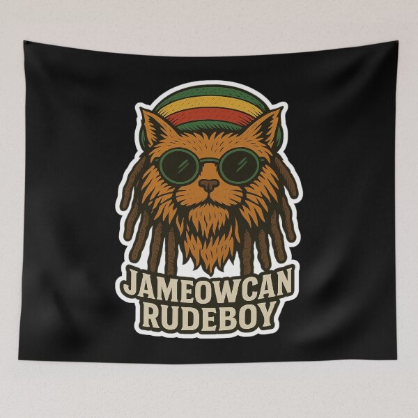Artikelvorschau, Stoner & Psychonaut Cats – Rude Boy Rasta Cat (Katzenschriftzug) – Psychedelische Retro-Kunst • „JAMEOWCAN RUDEBOY“ entworfen und verkauft von JacobKAurumhead.