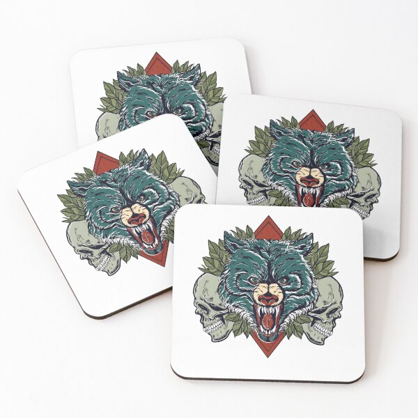 Item preview, Ferocious Bear with Skulls and Leaves - Bold Graphic Art designed and sold by Kruti Collection.