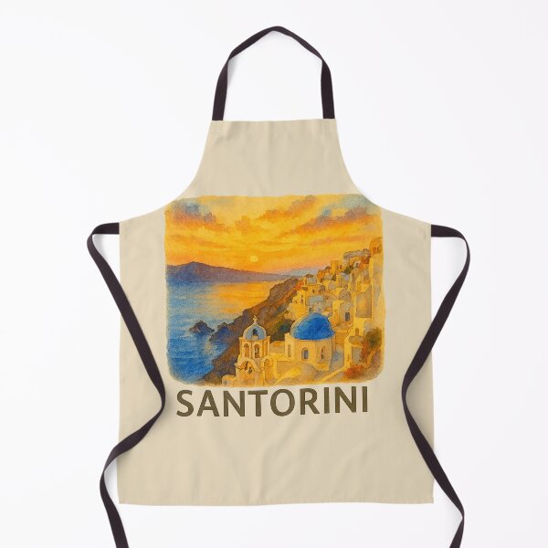 Item preview, Santorini Sea View Watercolor Poster designed and sold by Bratak.