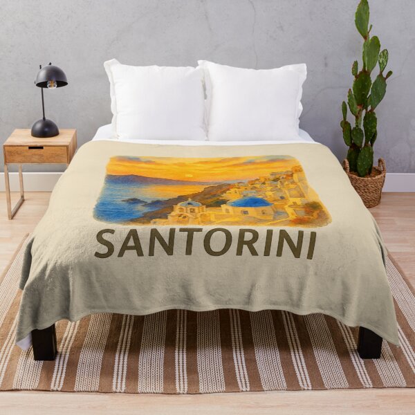 Item preview, Santorini Sea View Watercolor Poster designed and sold by Bratak.