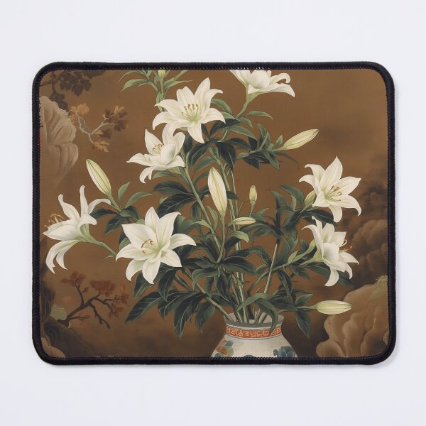 Item preview, Oil painting Renaissance Ming vase flowers bouquet lilies poster designed and sold by DreamyBotanics.