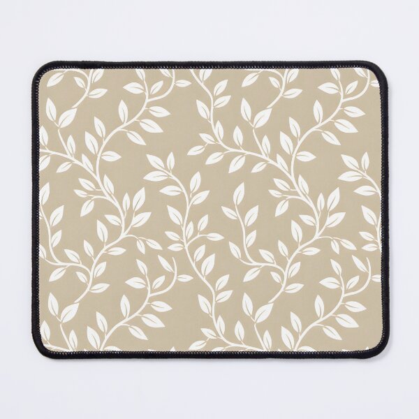 Item preview, Sherwood Trail – Elegant White Leaf Seamless Pattern on Beige designed and sold by HolmeProud.