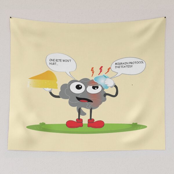 Item preview, Brain Boss And Cheese (Tyramine) Trap- Funny Migrain T- shirts, Stickers etc. designed and sold by MilabArt.