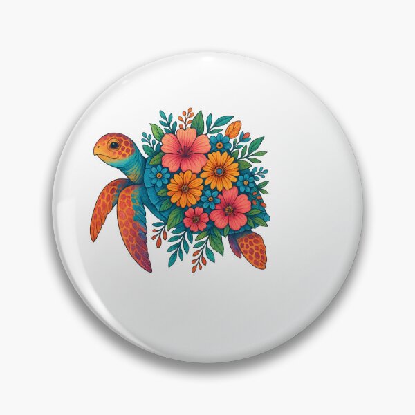 Item preview, Vibrant and colorful boho floral illustration of a sea turtle.  designed and sold by DavidMay.