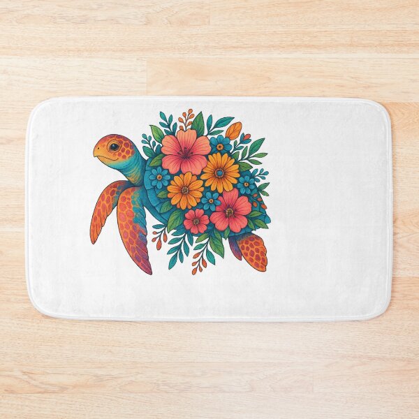 Item preview, Vibrant and colorful boho floral illustration of a sea turtle.  designed and sold by DavidMay.