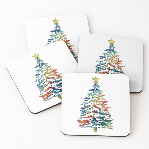 Item preview, Colorful Christmas Tree On White designed and sold by Sharon Cummings Art.