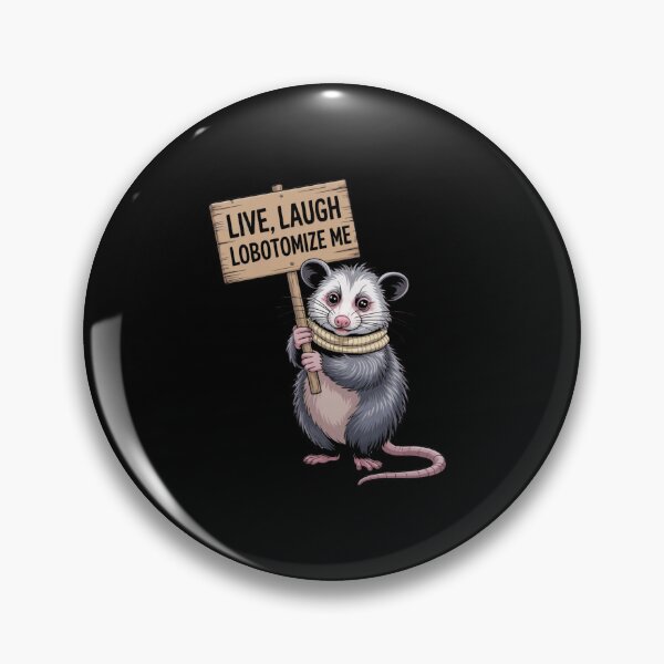 Artikelvorschau, Live Laugh Lobotomize Me Lustige Opossum-Kunst – Schwarzer Humor, süßes Tierdesign entworfen und verkauft von Ania_BM.