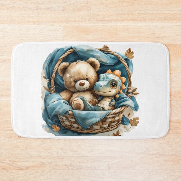 Item preview, Teddy Bear and Baby Dinosaur in Basket – Whimsical Nursery Art Print designed and sold by PAPIRO SIGLO XXI.